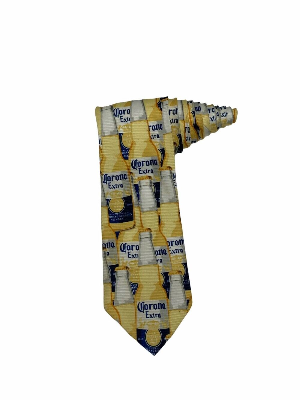 Corona Extra Beer Necktie Novelty Yellow Blue Men's